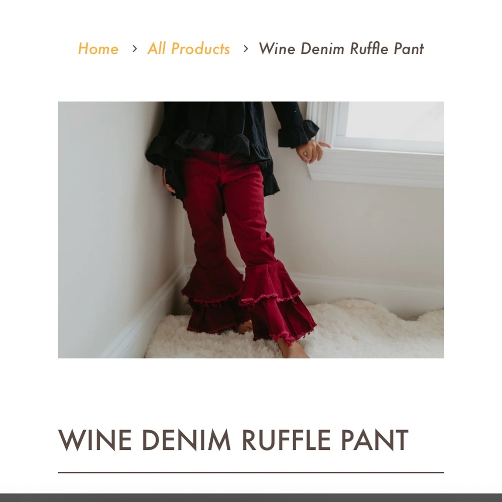 Oopsie Daisy Wine Ruffle Pant Sz 6/7